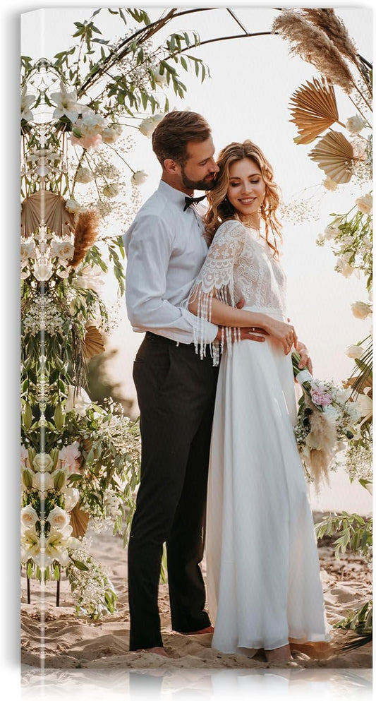 Custom Canvas Prints with Your Photos - Personalized Pictures Print, Customized Photo Gifts, Wall Art Poster Canvas Printing for Wedding, Family, Baby, Pets, Home Office Decor, Wrapped Frame 12x24