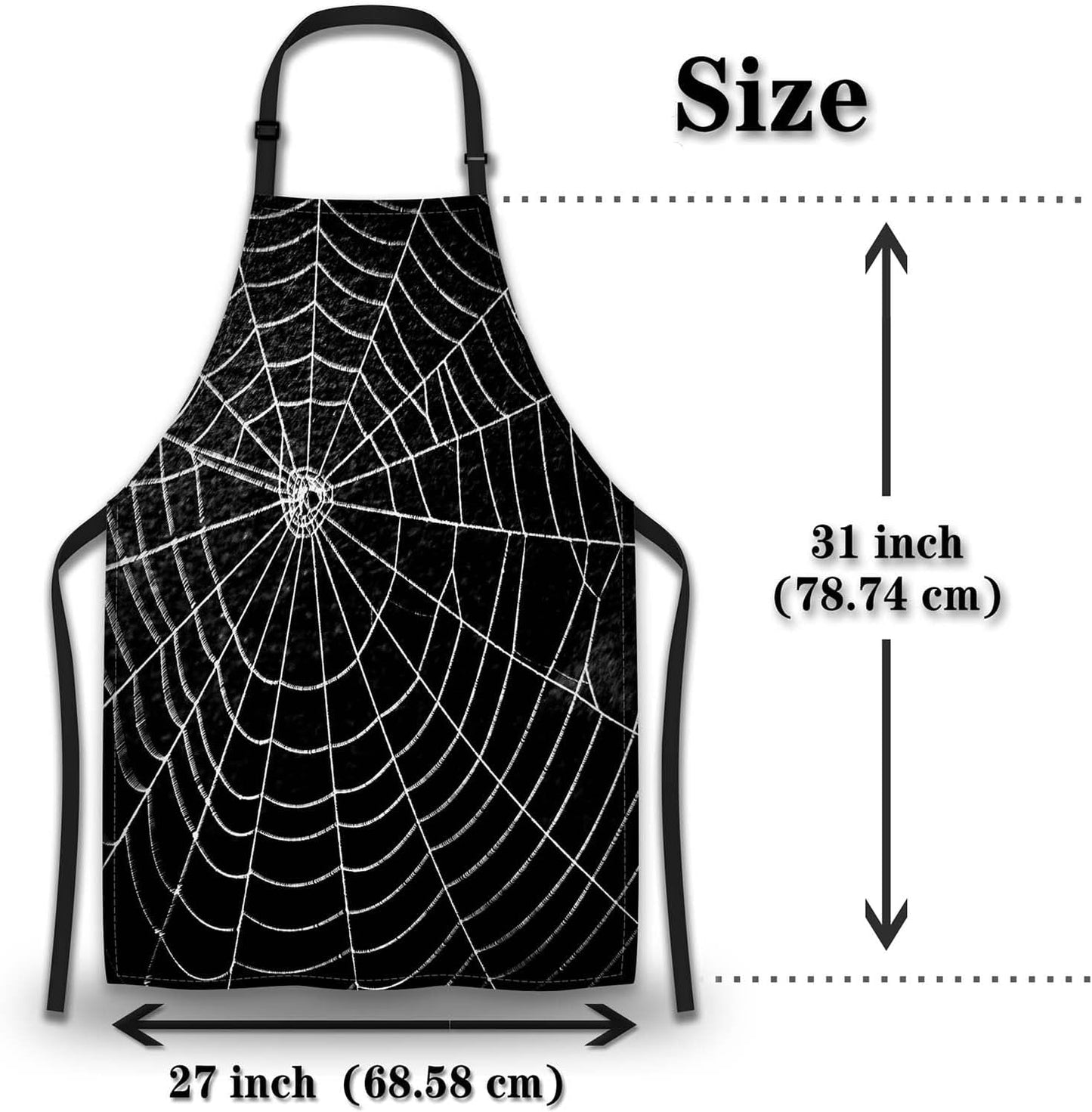 Makeup Apron for Men Spider Web Cooking Aprons for Women for Kitchen Cooking Restaurant BBQ Painting Crafting Gardening 27” (W) x 31” (H), Waterproof Apron