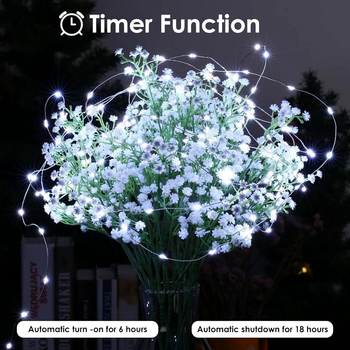 6-Pack Fairy Lights Battery Operated with Timer, Waterproof 16FT 50 LED String Lights Indoor Outdoor, Cuttable Starry Fairy Lights for Christmas Home Bedroom Wedding DIY Centerpiece Decor (Cool White)