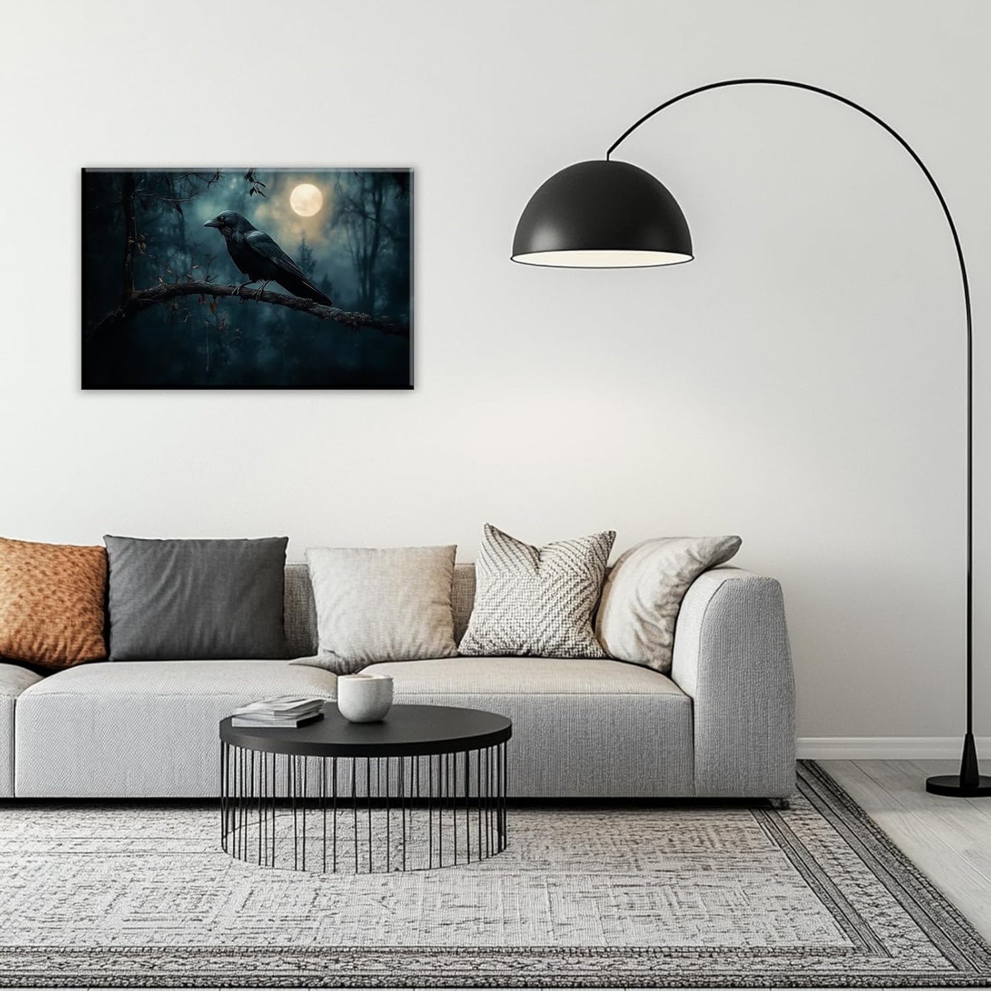 Crow Picture Wall Art Black Crow Canvas Prints Vintage Halloween Decoration Gothic Raven Art Poster Dark Academia Spooky Painting Horror Picture Home Decor(Artwork-2,20"x30")