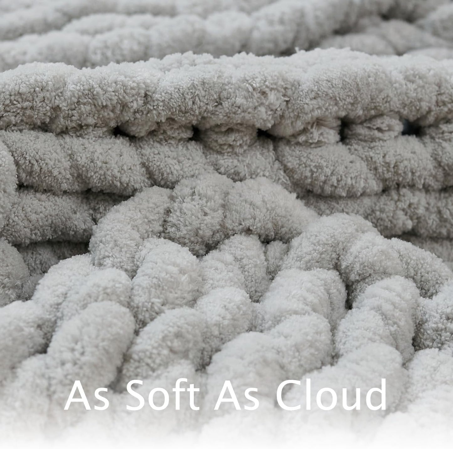 Esterra Chunky Knit Throw Blanket Newly Upgraded Heavy Tighter Version, Handmade Chenille Throw Super Soft, Thick Yarn Cable Knit Crochet Throw Blanket for Couch Bed Sofa (50"x60" Light Grey)