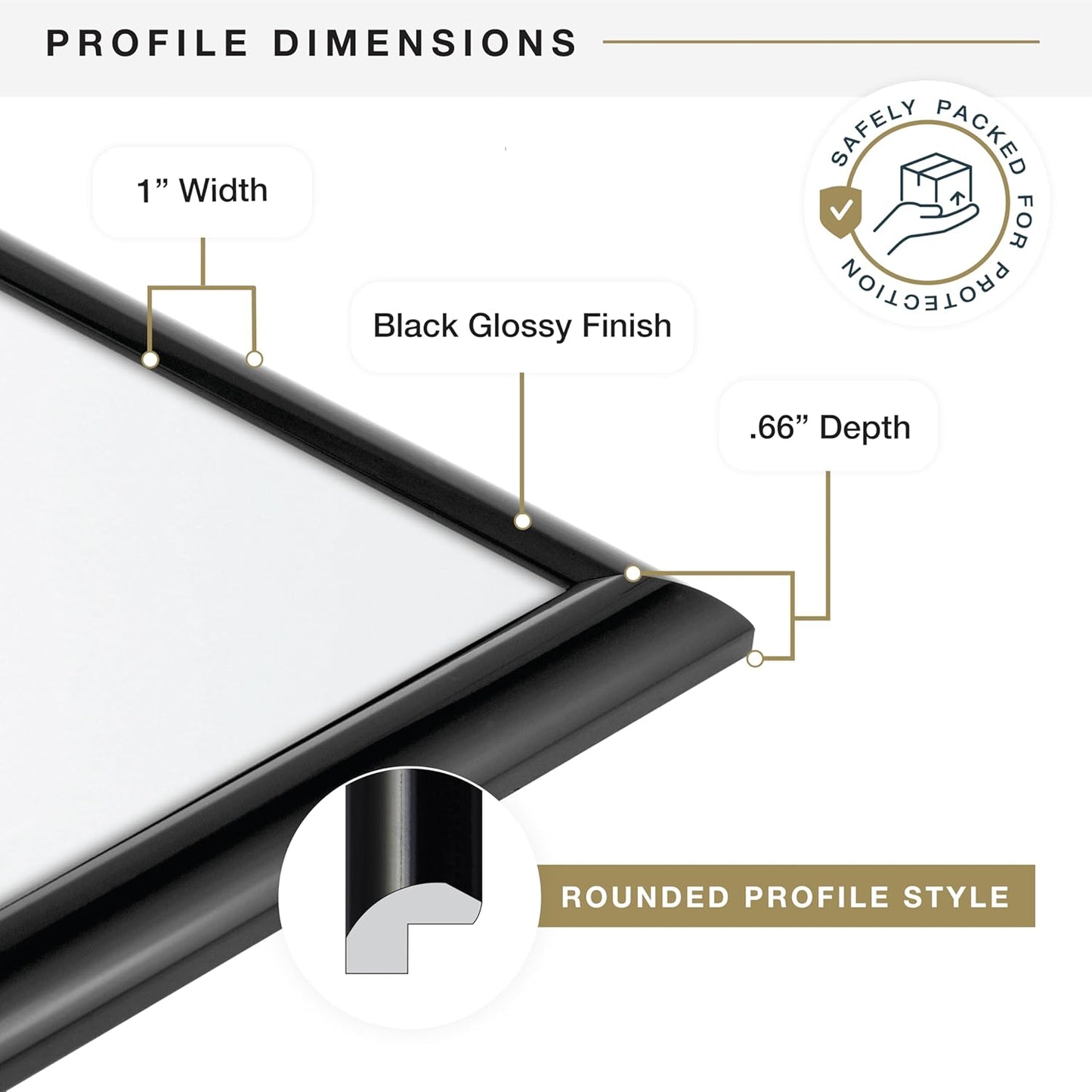 MCS Trendsetter 13.5x40 Poster Frame Black High-Gloss, Vertical & Horizontal Wall Hanging Large Picture Frame for Photos, Posters & Art Prints (2-Pack)