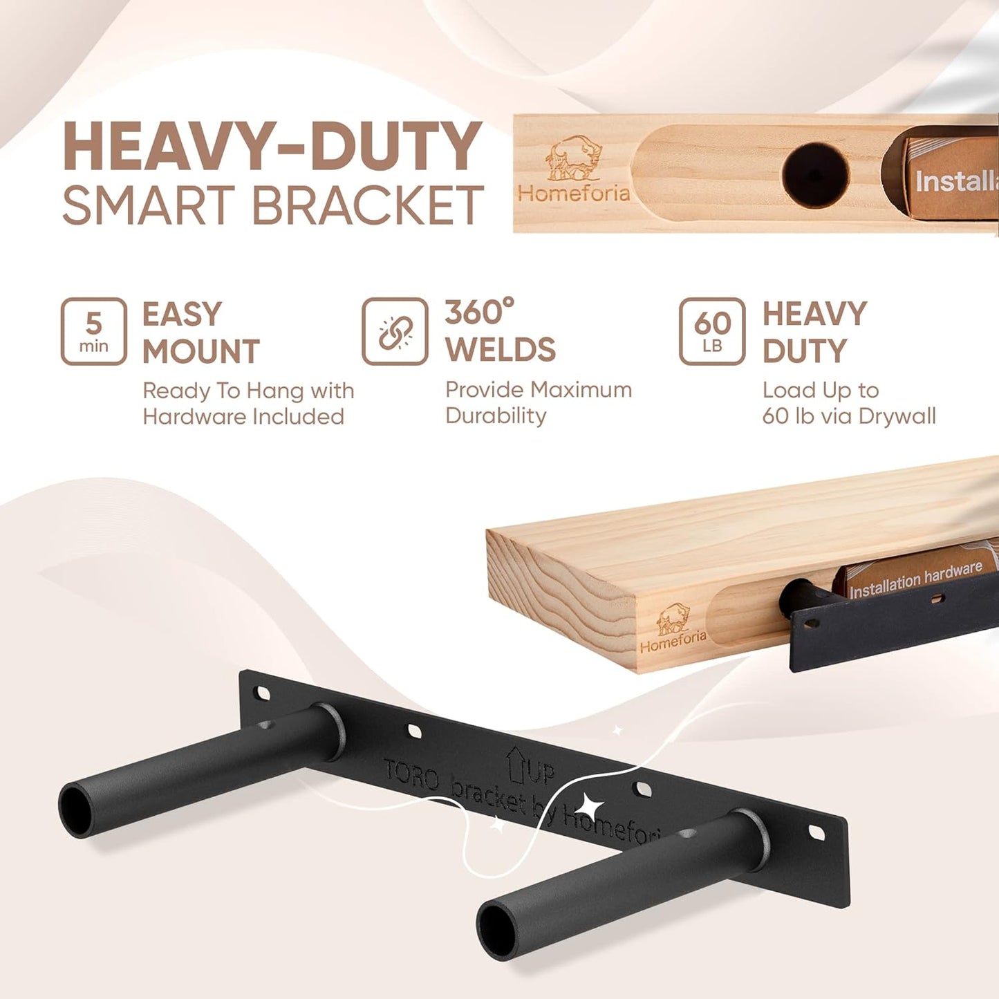 Homeforia 18 inch Floating Shelf Oak, High End Solid Real Wood 18inch Long Floating Shelves for Wall Mounted, Honey Oak Wooden 18in Floating Shelves, Heavy Duty Bracket, 18 X 6.5 X 1.75 inch, Set of 3