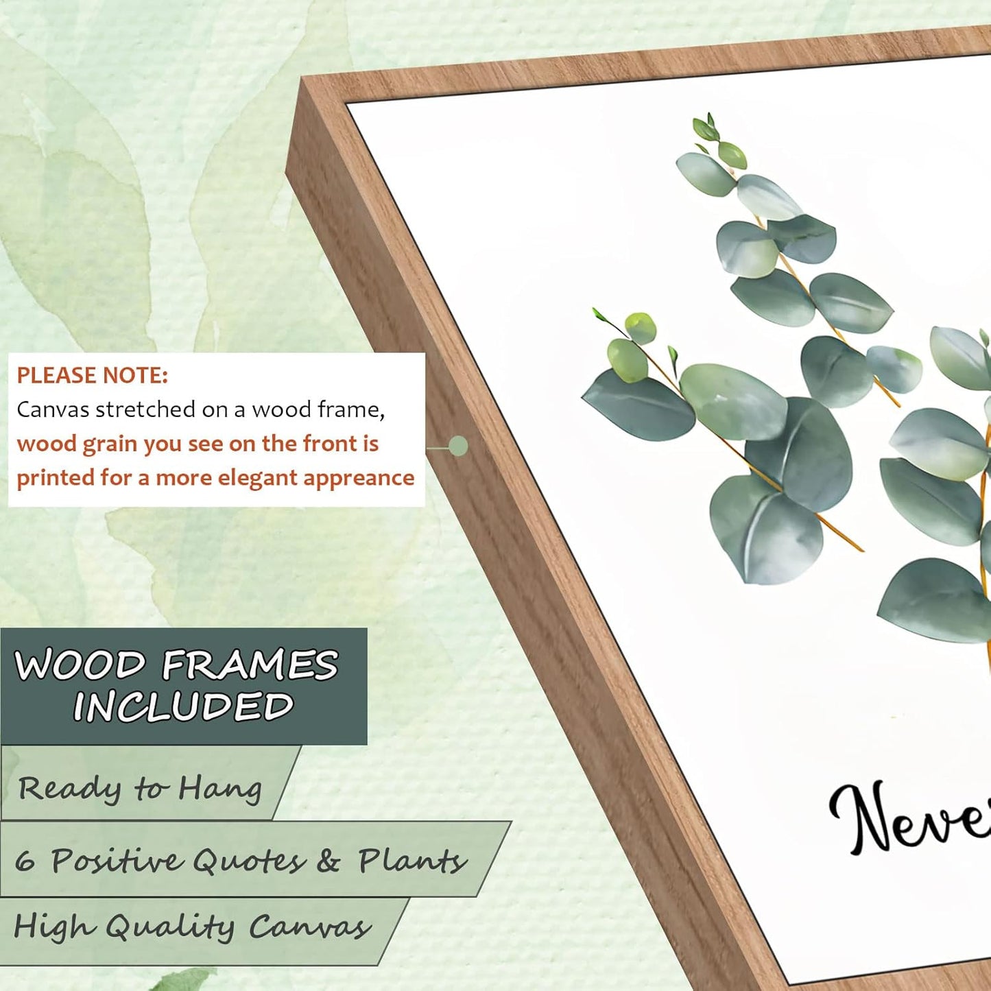 FRAMED Inspirational Wall Decor, Positive Affirmations & Motivational Art for Office, Bedroom & Classroom (Set of 6, 8x10in, Framed)