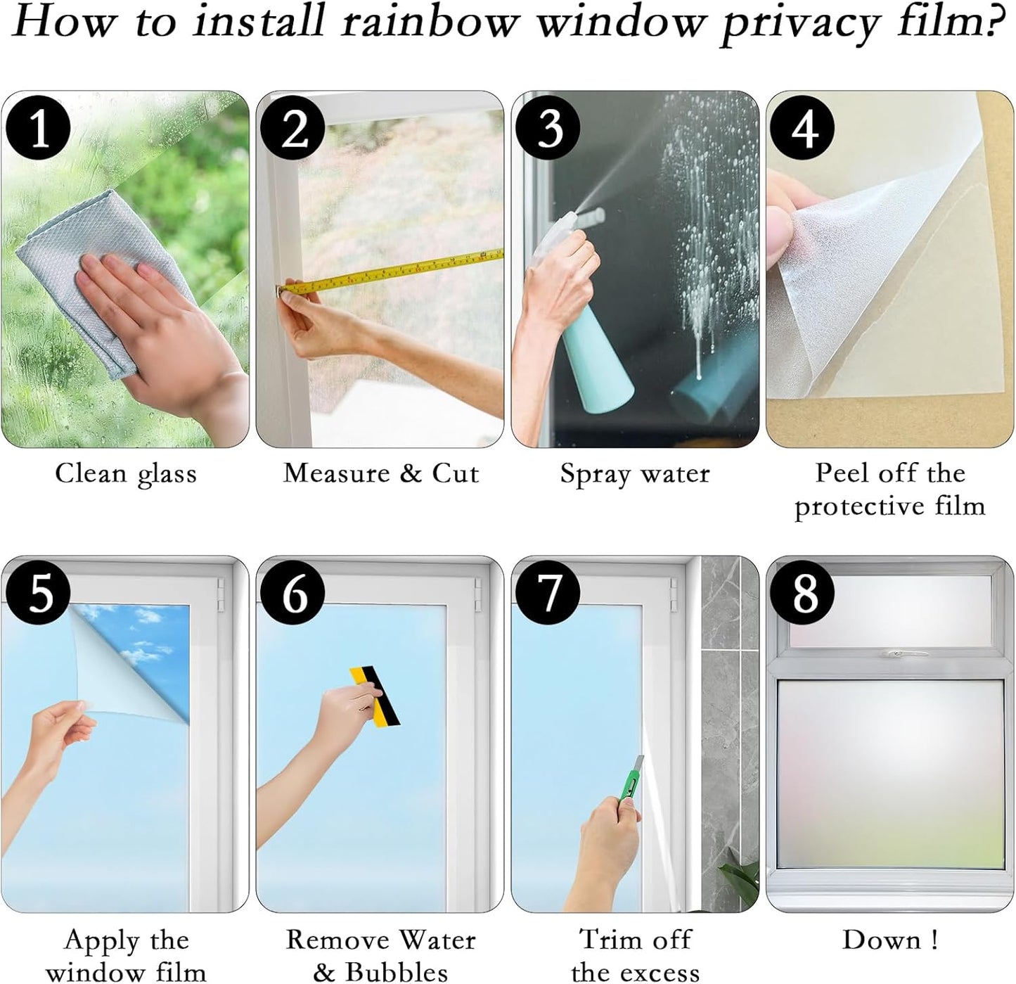 Window Privacy Film, Frosted Glass Static Cling Non-Adhesive Window Cover For Bathroom UV Sunlight Blocking Heat Control For Home Decorative Frosting Pure Matte White Size 17.5 x 78.74 Inches