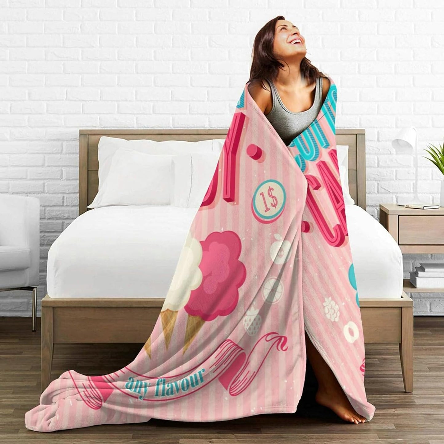 HGOD DESIGNS Candy Throw Blanket Sweet and Colorful Candy Pink Blanket Super Soft Flannel Throw Blanket Lightweight Plush Fuzzy Bed Blanket for Bedding Sofa and Travel 50"X60"