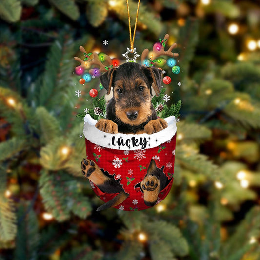 Airedale Terrier Dog Christmas Ornament, Airedale Terrier in Snow Pocket Christmas Tree Ornament, Dog Lovers Gift Idea Xmas Decor, Christmas Decorations for Tree, Christmas Ornament Gift for Dog Lover