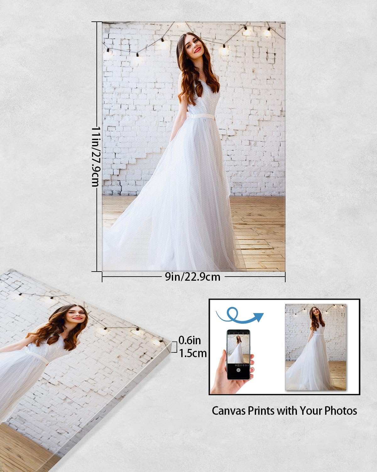 AbcCustomize Canvas Prints with Your Photos, Personalized Photo To Canvas Print for Bedroom, Living Room, Farmhouse Office Decor,Custom Canvas Wall Art for Gifts & Keepsakes, Ready to Hang