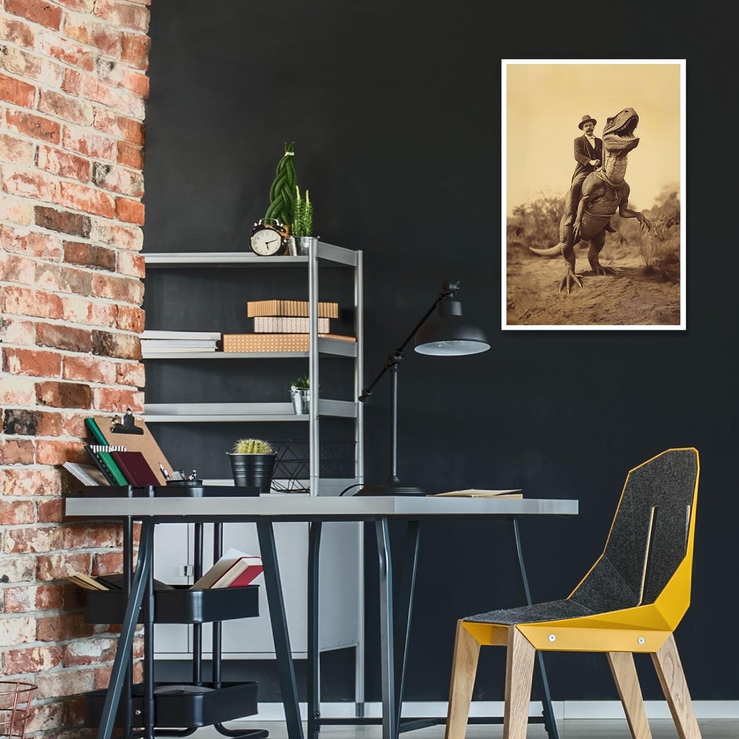 Generic Goth Decor Antiqued Wicca Art Poster Dark Academy Dinosaur And Cowboy Canvas Wall Art Horror Posters Spooky Indoor Art Family Bedroom Office Space Decor 16X24inch Unframed