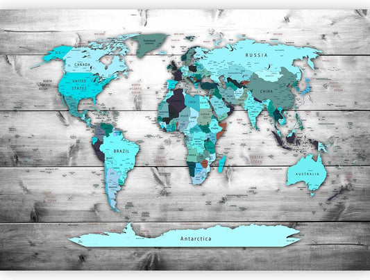 artgeist Premium Wall Mural World Map 157x110 in - XXL Non-Woven Wallpaper Fleece Wall Decor Photo Print Picture Image Design Home Map of The World k-B-0009-a-d