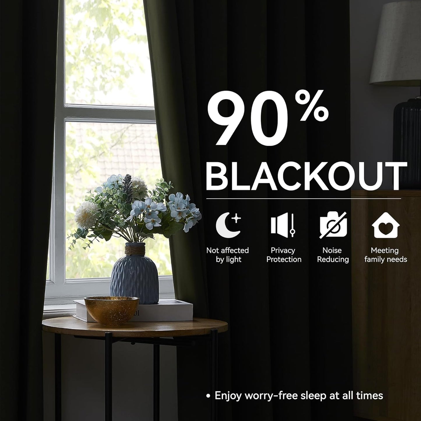 KangBang Olive Green Curtains 84 Inch Length 2 Panels Set, Blackout Pinch Pleated Noise Canceling Curtains & Drapes with Hooks Track System, Thermal Insulated Elegant Modern Decor, W40xL84