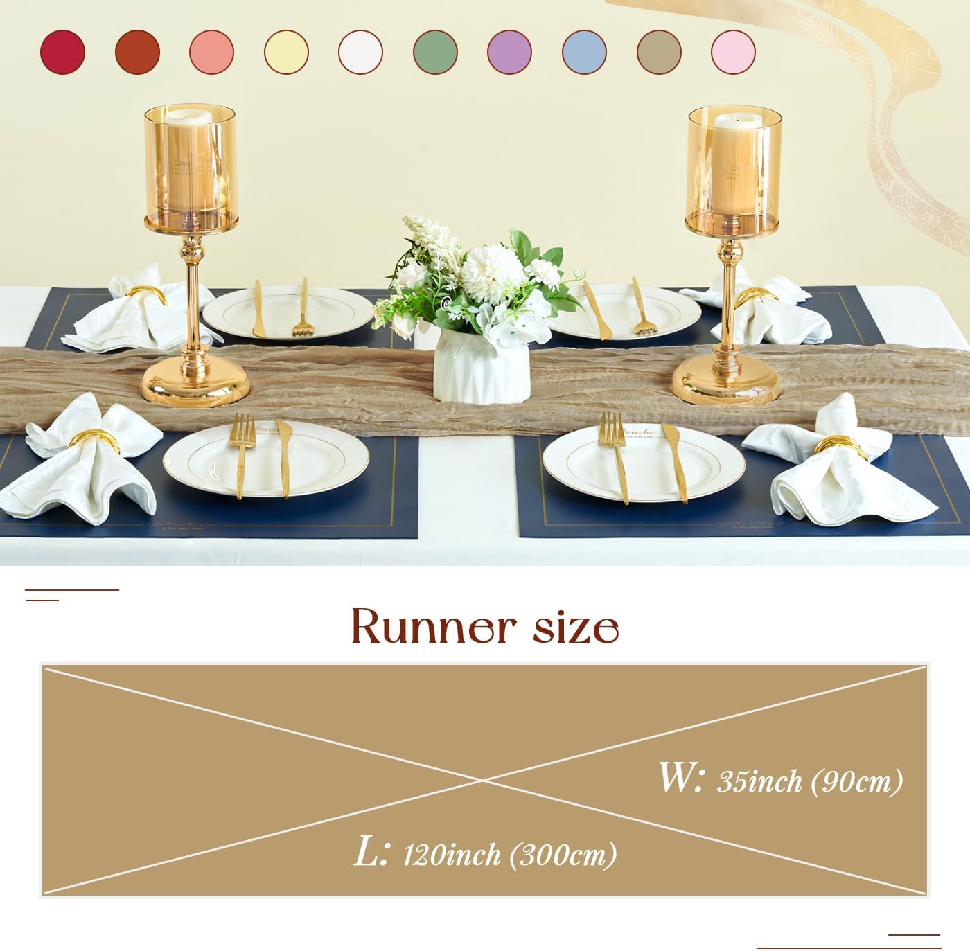 Sioloc Nude Cheesecloth Table Runner Fall Autumn Decor for Home 10ft Table Cloth for Tea Wedding Birthday Party Baby Bridal Shower Halloween Thanksgiving