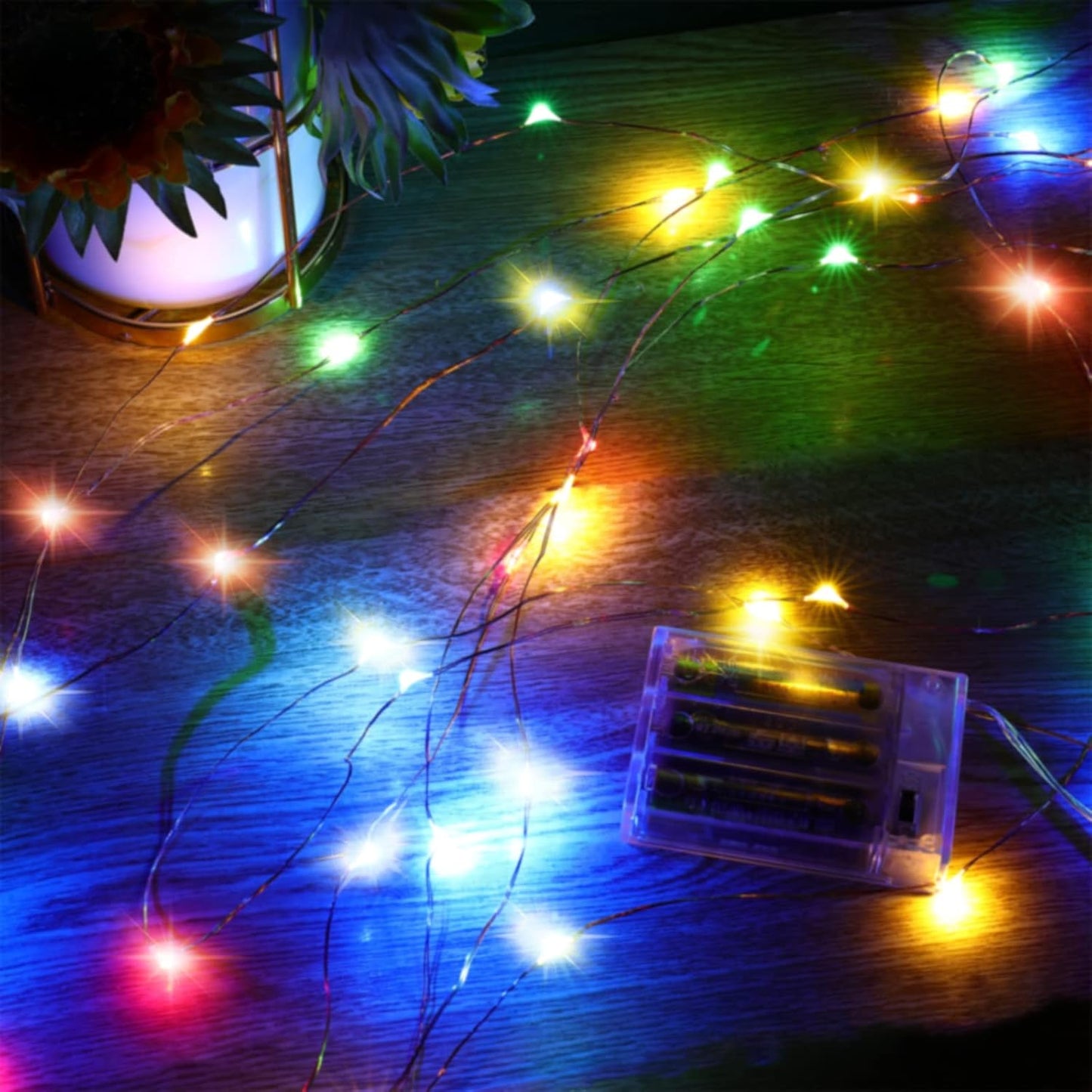 Led Fairy Lights Battery Operated, 1 Pack Mini Battery Powered Copper Wire Starry Fairy Lights for Bedroom, Christmas, Parties, Wedding, Centerpiece, Decoration (5m/16ft Multi-Colored)