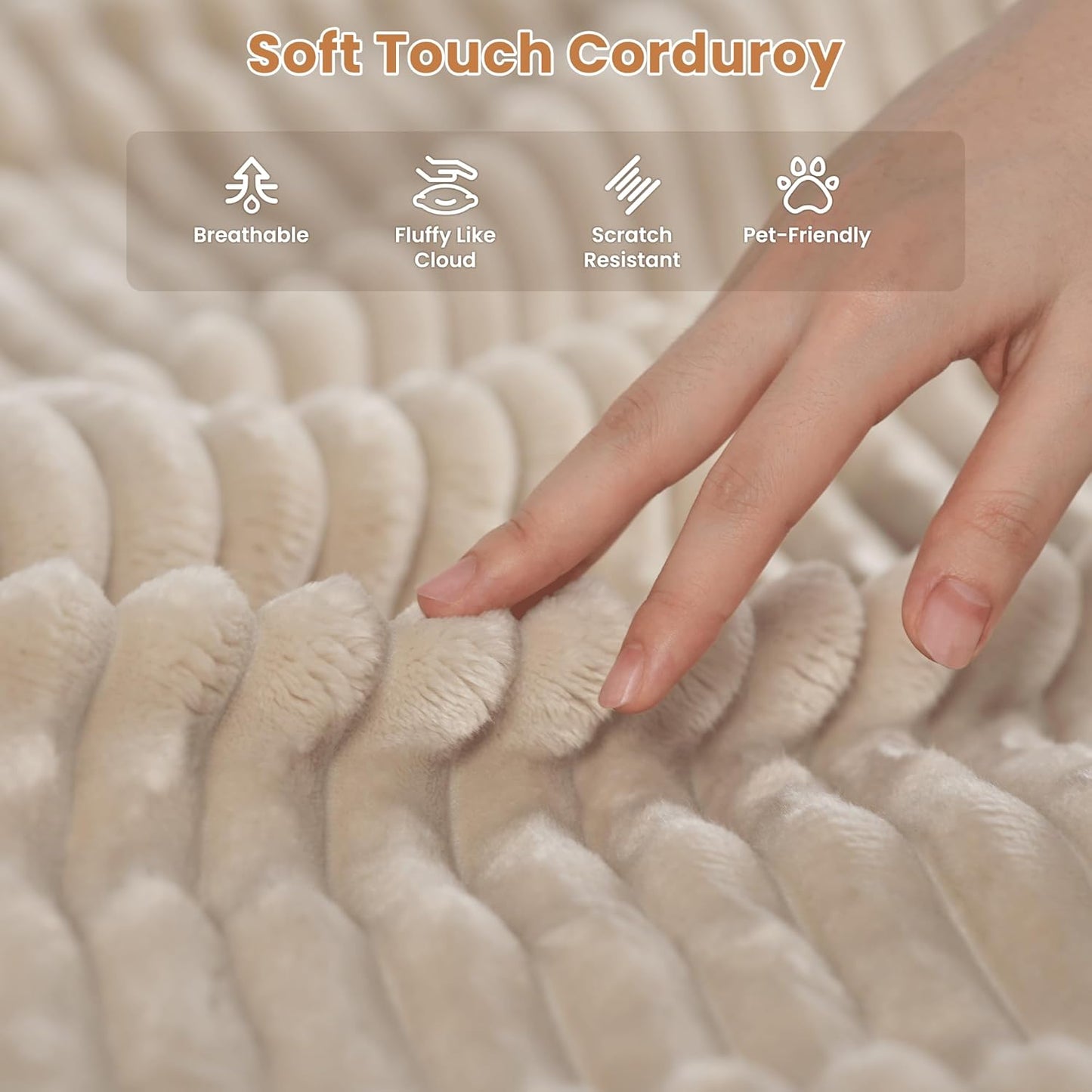 ovios Sectional Sofa Couch with U-Shape Chaise Oversized, Comfy Modular Cloud Couches with Deep Seat, Modern Upholstered Plush Corduroy Sofas Set for Living Room, 7-Seater, Beige