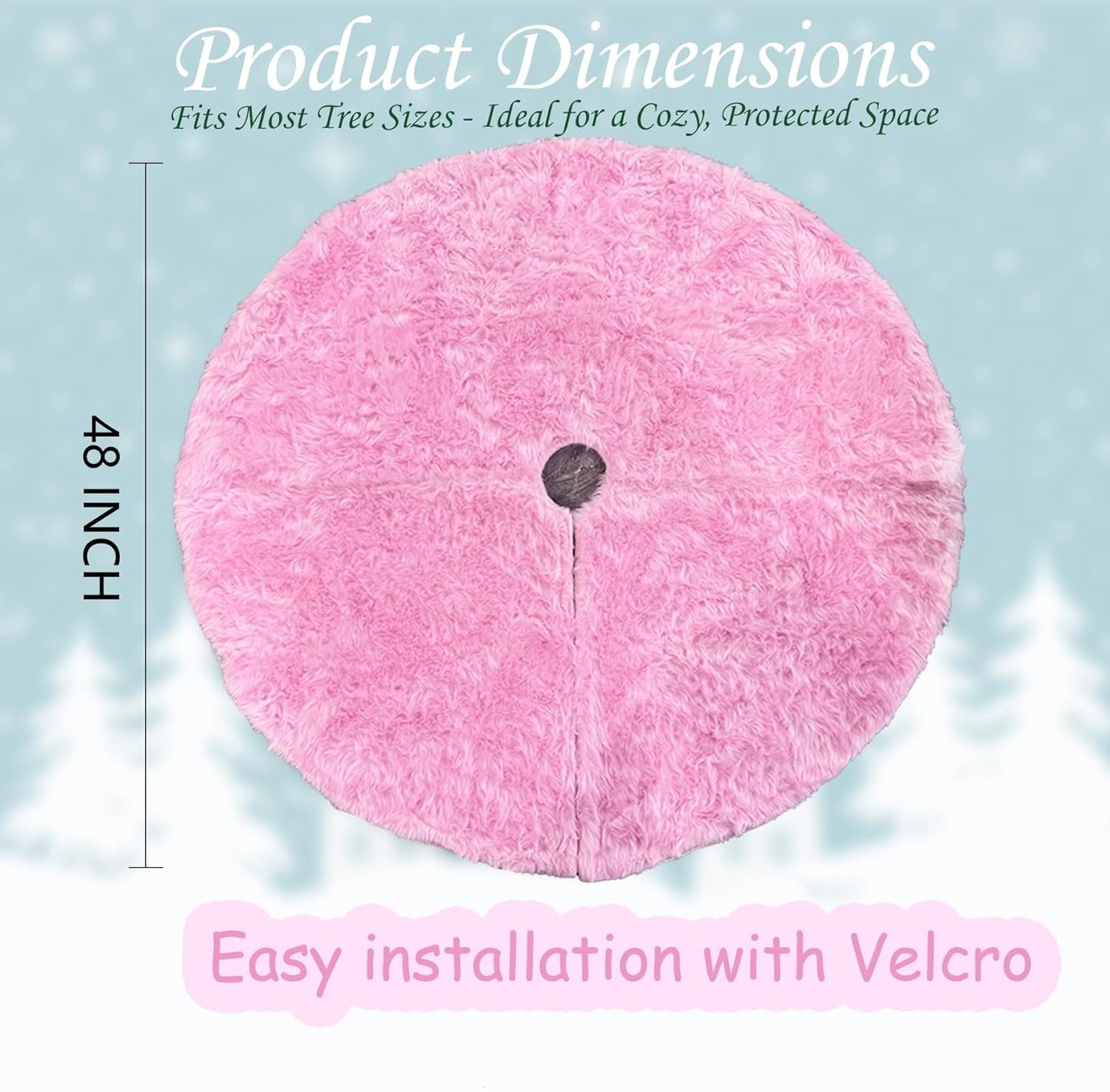 AOGU 36 Inch Faux Fur Christmas Tree Skirt Pink Plush Skirt for Merry Christmas Party Christmas Tree Decoration