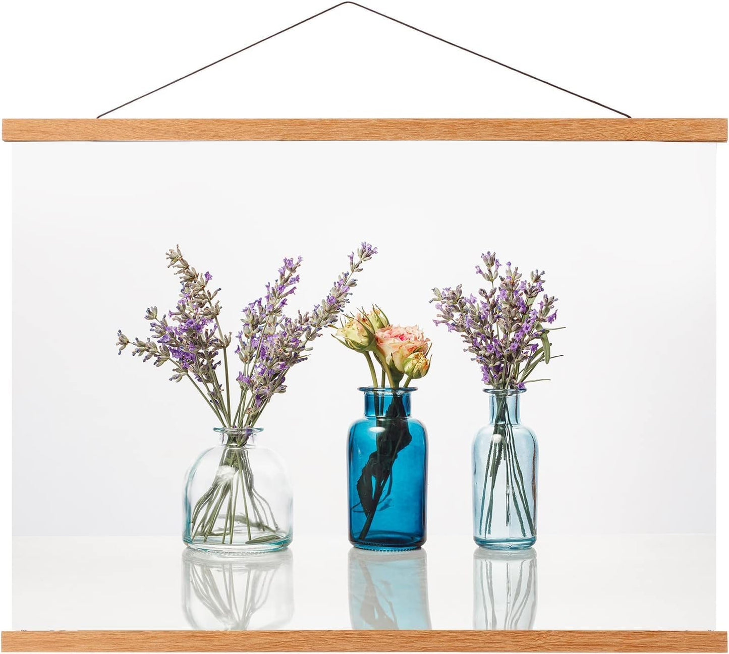 FALAMON Magnetic Poster Hanger Frame, 40x27 40x28 40x30 Teak Wood Magnet Poster Frame for Posters, Prints, Photos, Pictures, Maps, Scrolls, and Canvas Artwork