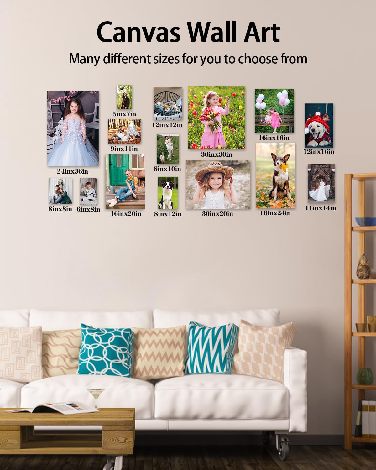 AbcCustomize Canvas Prints with Your Photos, Personalized Photo To Canvas Print for Bedroom, Living Room, Farmhouse Office Decor,Custom Canvas Wall Art for Gifts & Keepsakes, Ready to Hang