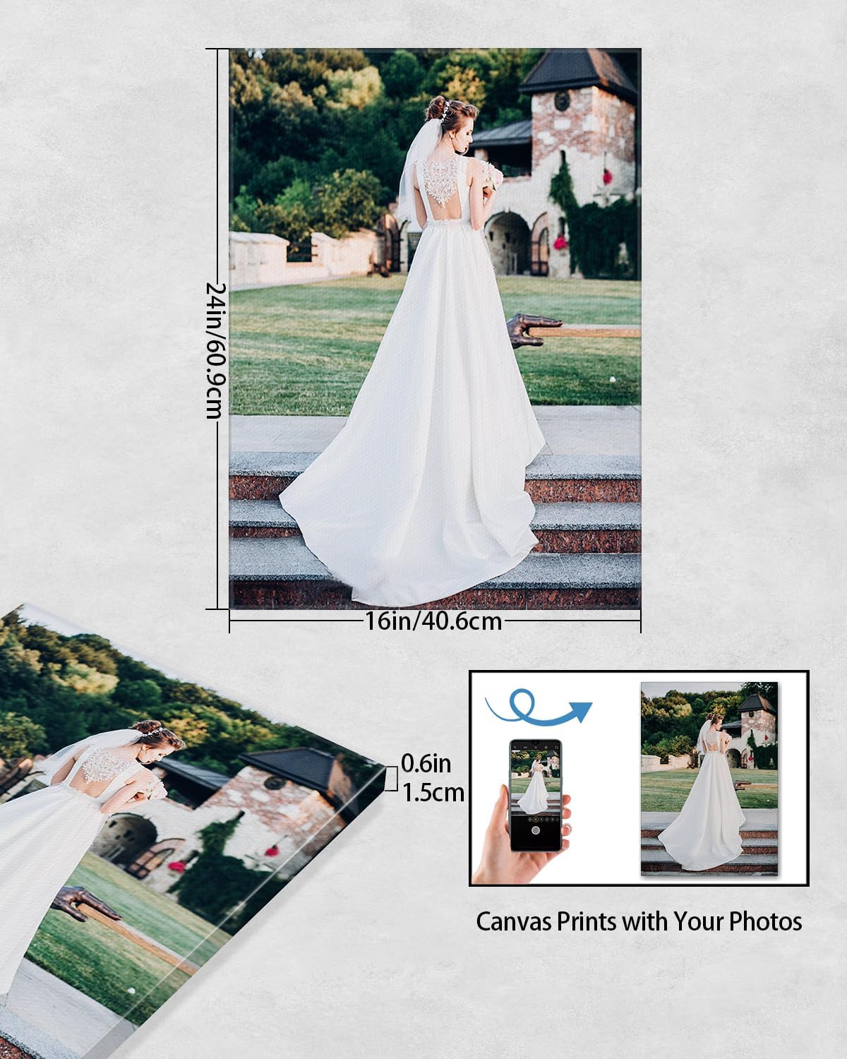 AbcCustomize Canvas Prints with Your Photos, Personalized Photo To Canvas Print for Bedroom, Living Room, Farmhouse Office Decor,Custom Canvas Wall Art for Gifts & Keepsakes, Ready to Hang