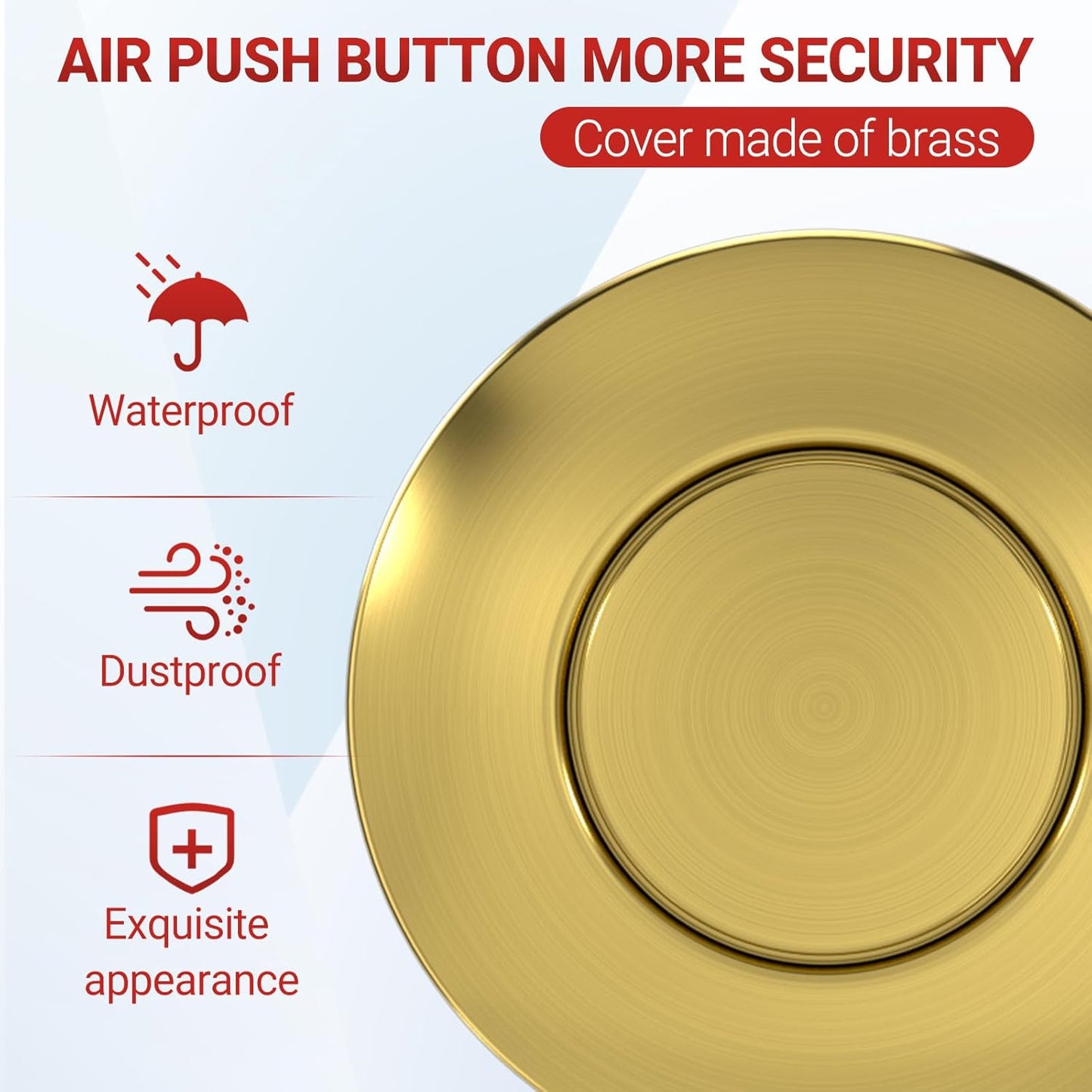 APIELE Garbage Disposal Air Switch Kit, Sink Top Push Button Switch for Food Waste Disposer, UL Listed 3.6" Long On/Off Air Button (Yellow Bronze)