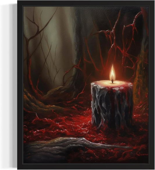 Gothic Candle Poster Art Print, Halloween Scary Vintage Wall Art Academia Spooky Painting Decoration for Horror Prints, Posters Bedroom Decor 89 (Gothic Candle, 8 x 10 inches, Unframed)