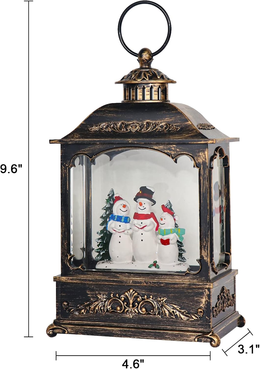 GenSwin Christmas Snowman Snow Globe Lantern Battery Operated Water Swirling Glitter with 6H Timer, Musical LED Lighted Scene for Christmas Home Decoration Gift