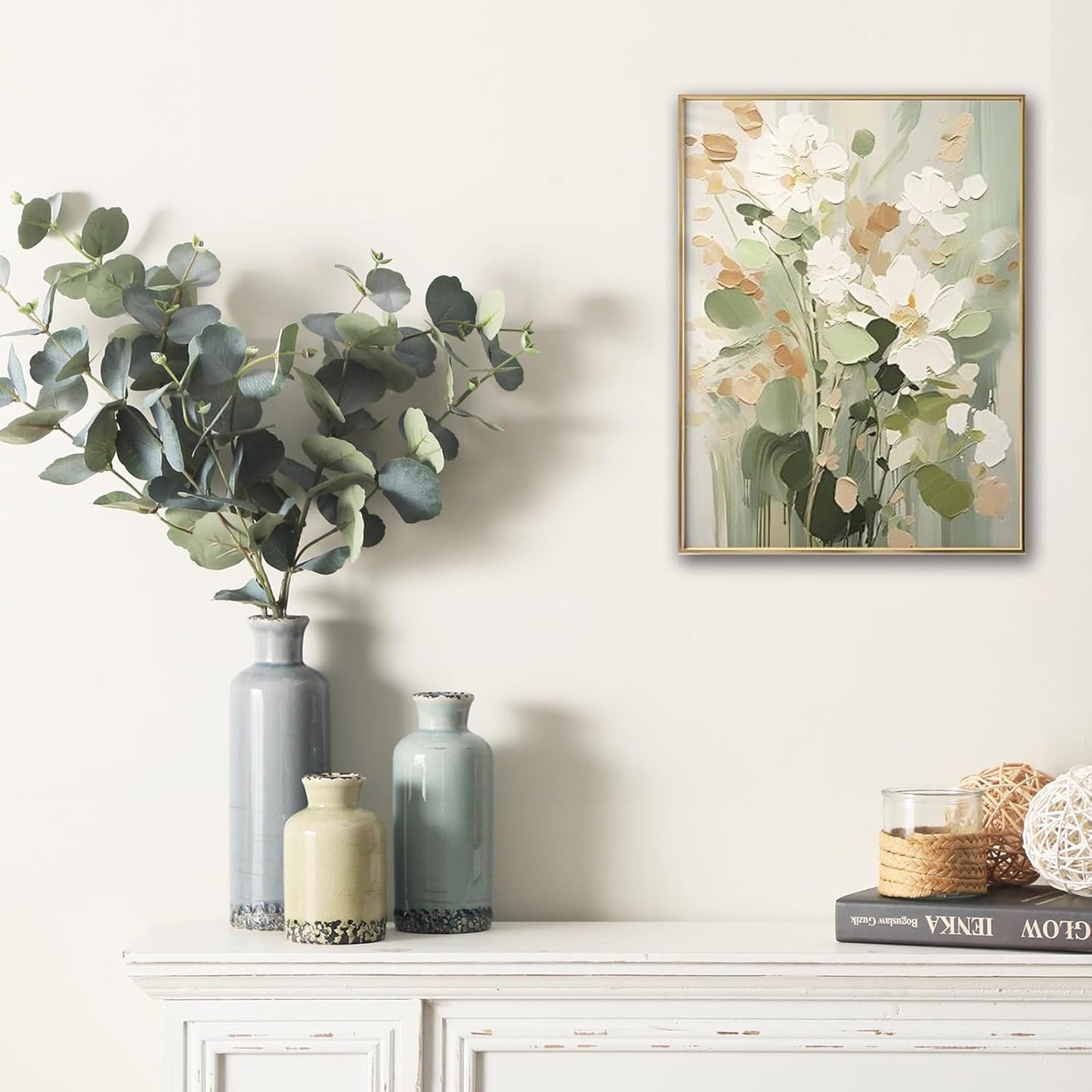 Flower Vase Set of 3, Ceramic Neutral Vases Home Decor, Pottery Rustic Farmhouse Decorative Vases Modern Decor for Table Mantel Entryway Bookshelf Living Room Kitchen Bedroom - Multicolor