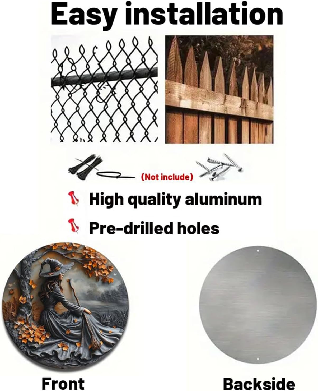 Fanyil/Olygee/Sherum/Shirem/Pubyfun/Glosrity/Libilin/Graddi/Solymody/Gowebs/Goredny/Vianys Witching Hour, Door Way Hanging Decor Halloween, 2D Wooden Round Witches Sign (B+C, ‎7.87")