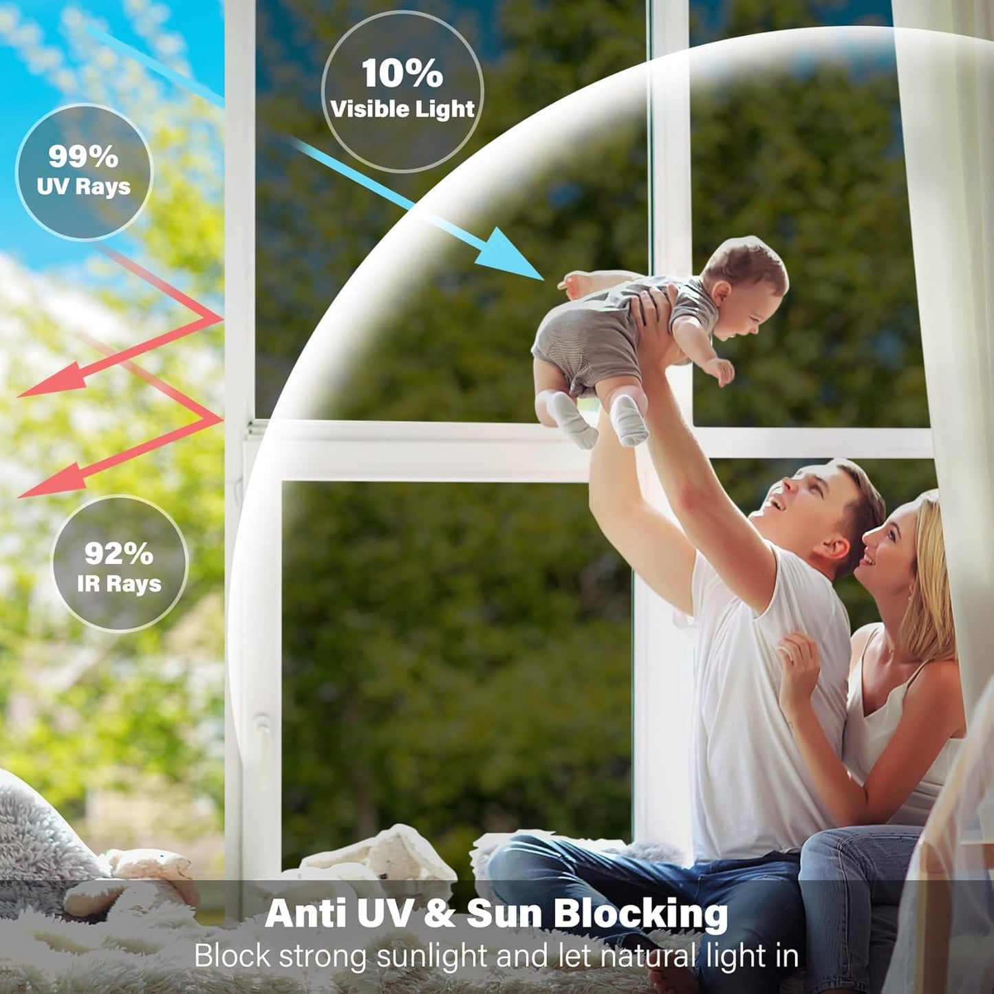 Kromapolis One Way Window Privacy Film Reflective Mirror Home Window Tint, Daytime Privacy Heat Control Anti UV Glass Tinting Static Cling (Black-Silver, 35.4 x 78.7 inch)