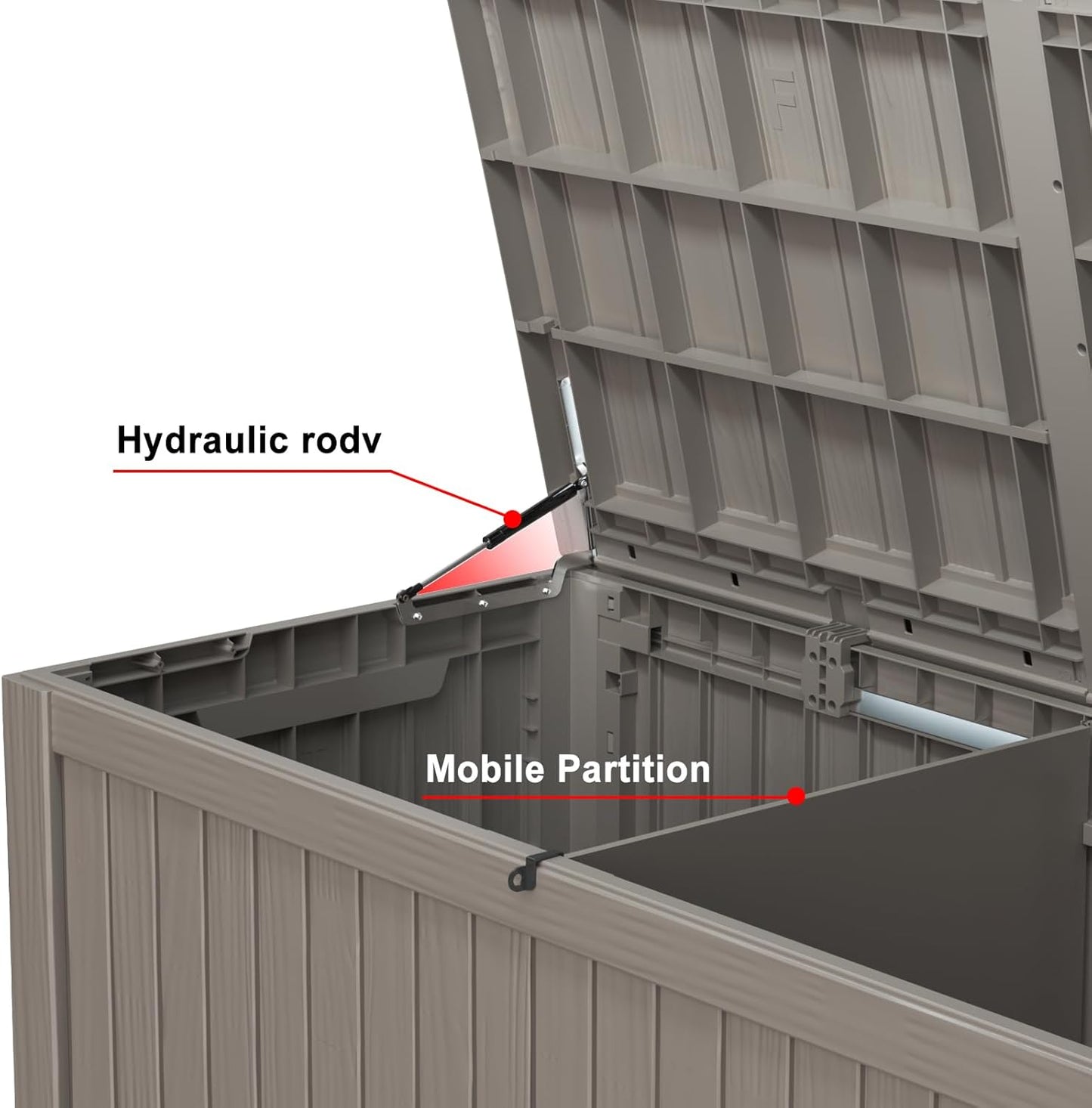 150 Gallon Deck Box,Resin Outdoor Storage Box with Lockable for Patio Furniture, Pool Accessories, Garden Tools Waterproof Outside Storage Box, Grey