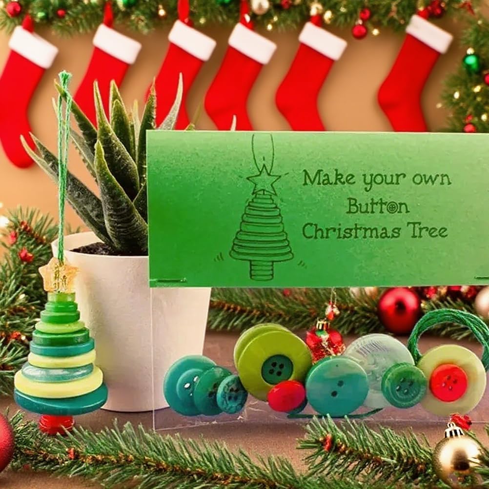 DIY Christmas Button Ornament Making Set - Snowman/Santa/Angel, Fun Holiday Craft Kit for All Ages, Ideal Xmas Tree Hanging Decor & Festive Gifts (C 12)