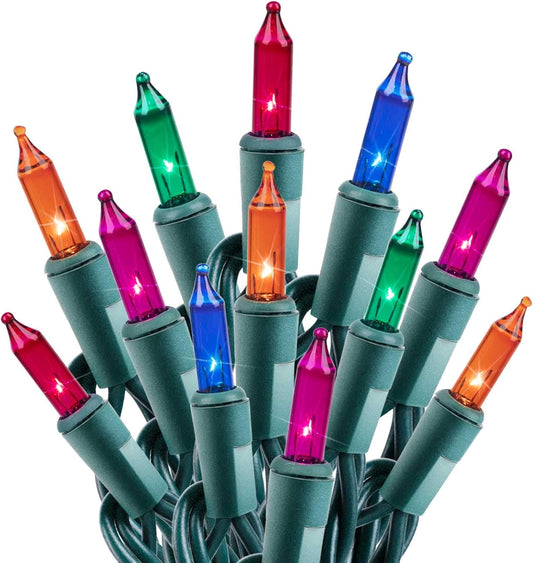 Minetom 100 Counts Clear Christmas String Lights 26.5 Feet Warm Mini Lights Waterproof for Indoor Outdoor Patio Wreath Garden Wedding Party Thanksgiving Holiday Xmas Tree Decorations, Multicolored