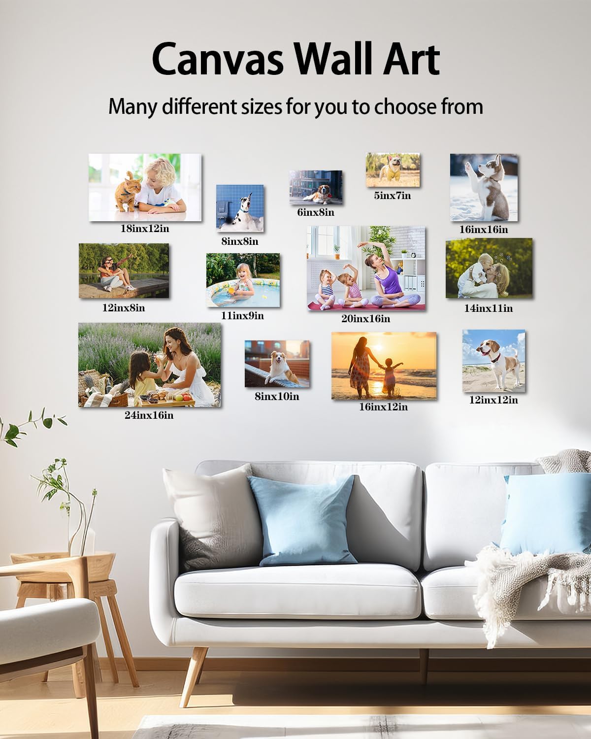 AbcCustomize Custom Canvas Wall Art with Your Photos, Perfect for Living Room, Bedroom, Farmhouse Decor, Personalized Gifts