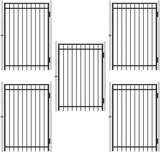 Fencer Wire Heavy Duty Flat Top Fence Gate - Pack of 5, 6FT Height x 4FT Width, Anti-Rust Steel for Outdoor Fencing Barrier, Decorative Garden for Residential, Yard, Pool, Patio