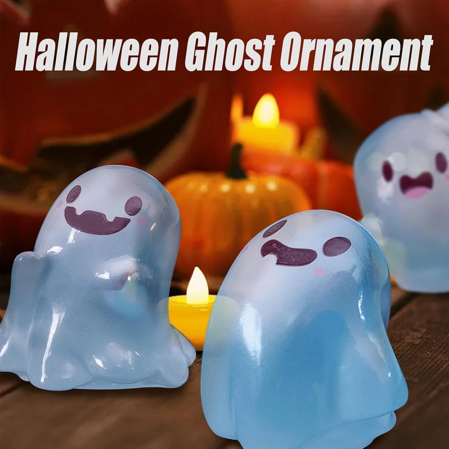 32 Sets Halloween Mini Ghost Figures with Box, Glow in The Dark Mini Resin Ghosts, Luminous Ghost Miniature Resin Figurines for Halloween Party Favors (12PCS)