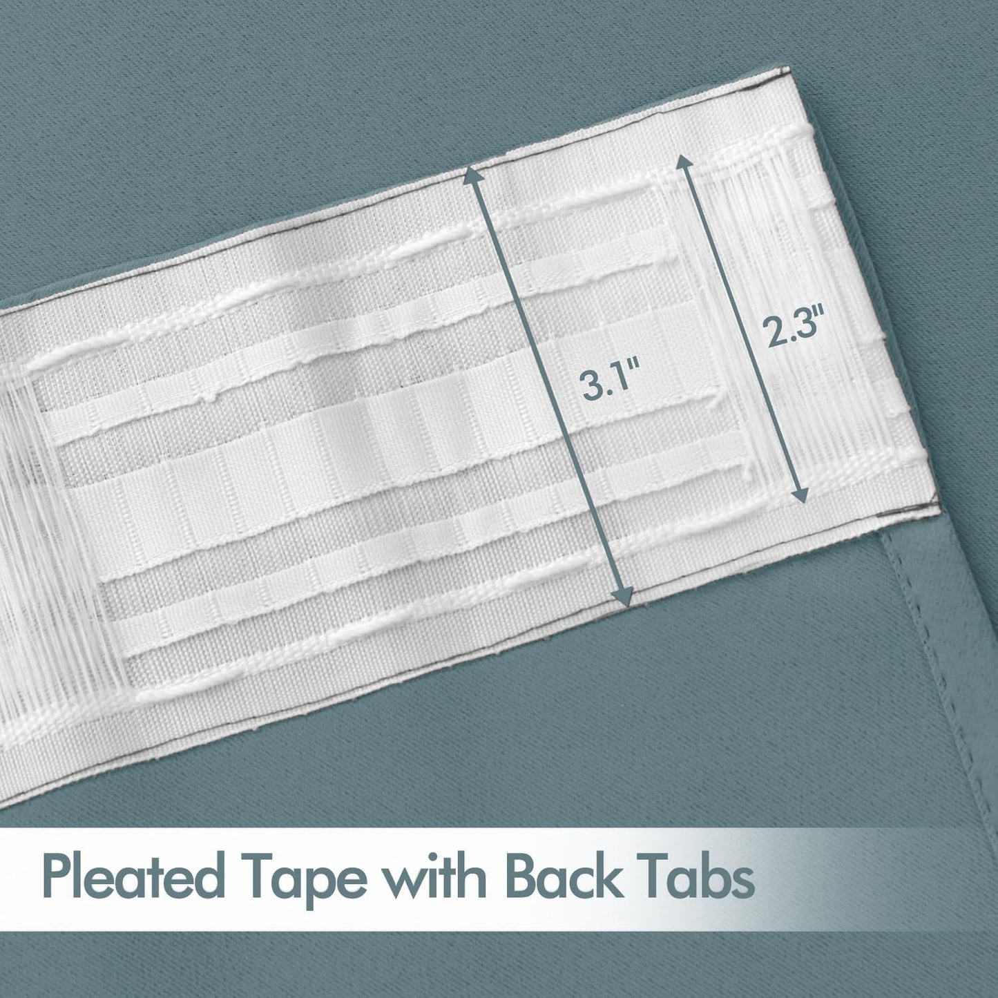 MIULEE Greyish Blue Back Tab Blackout Curtains 72 Inches Long 2 Panels Set for Living Room Bedroom Privacy, Rod Pocket/Pinch Pleat Thermal Insulated Room Darkening Pleated Light Blocking Drapes