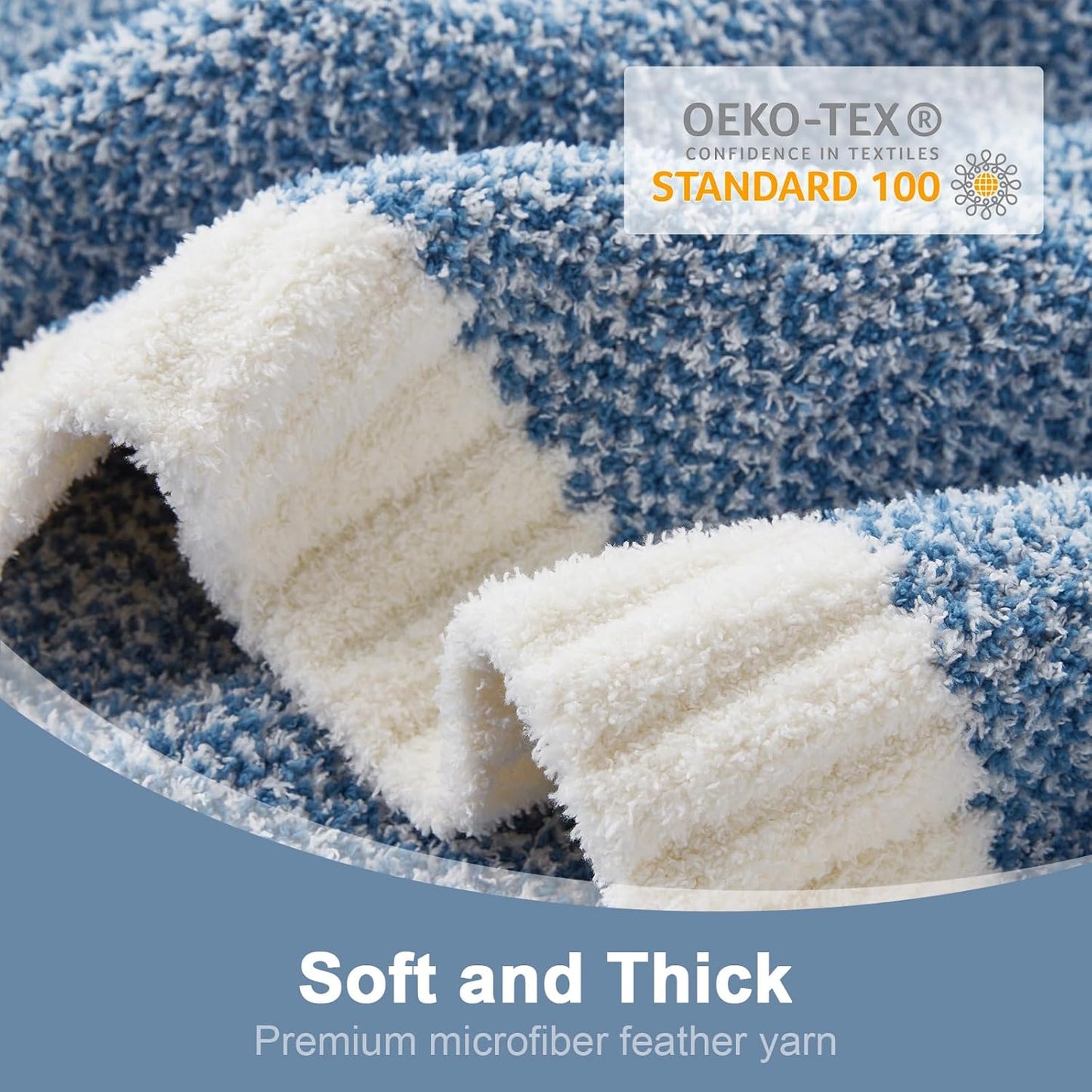 Snuggle Sac Blue Bedding Blanket Twin Size for Bed and Sofa, Reversible Super Soft Blankets Warm Cozy Knit Blankets Fuzzy Plush for Couch, Living Room, Blue, 60x80 inches