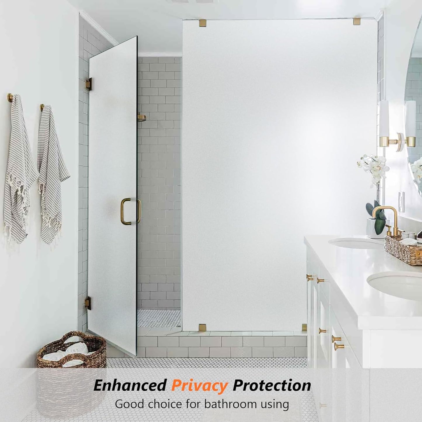 Kromapolis Window Privacy Film Frosted Glass Window Film, Heat Blocking Privacy Film for Glass Windows, Static Cling Non-Adhesive Frosting Window Stickers for Door Home (Frosted, 45.2 x 78.7 inch)