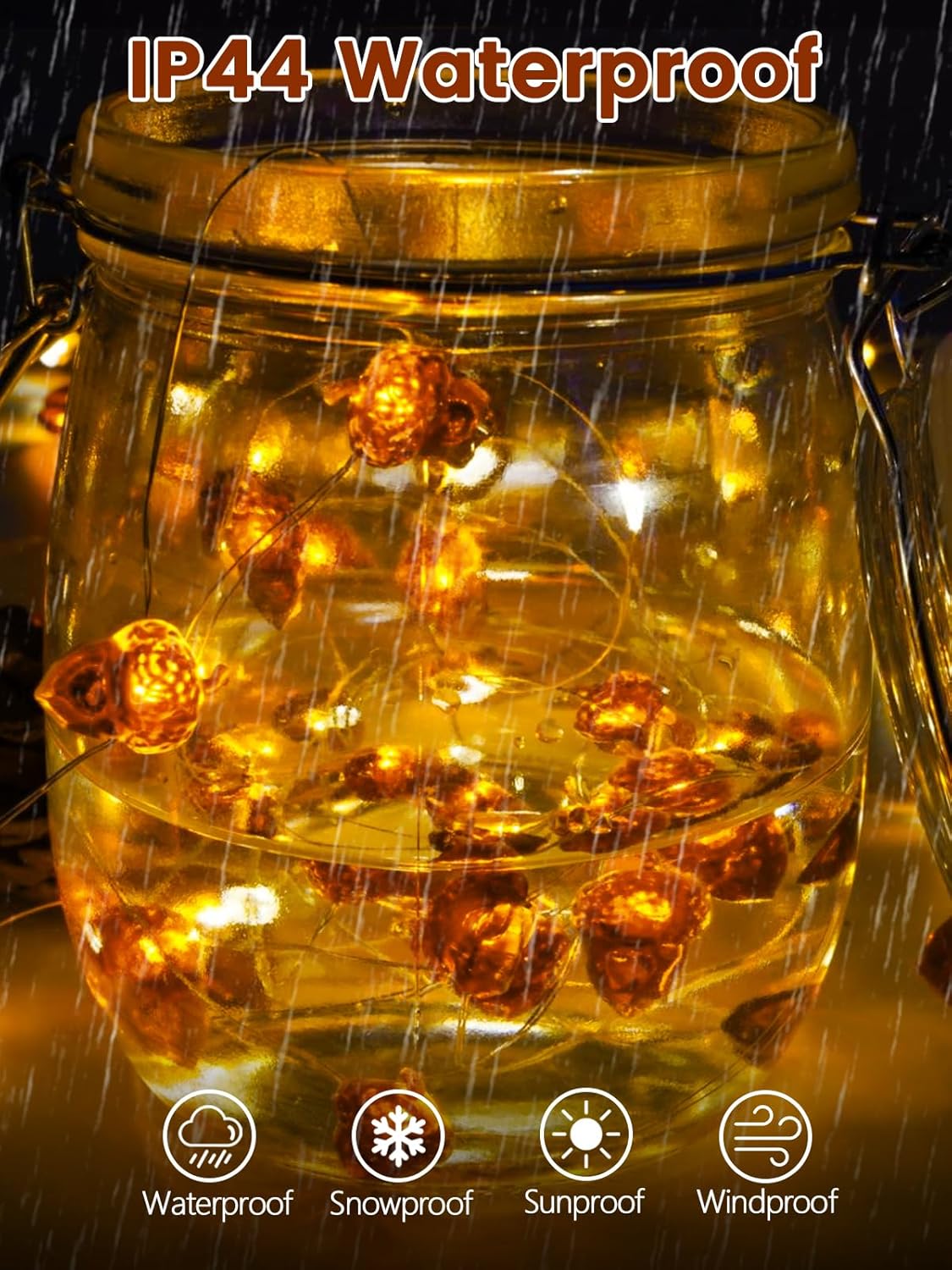 2 Pack 60LED Fall Decoration Acorn String Light Battery Operated, 20FT Fall Lights with Remote, Waterproof 8 Modes Fairy Lights for Autumn Harvest Thanksgiving Halloween Decor