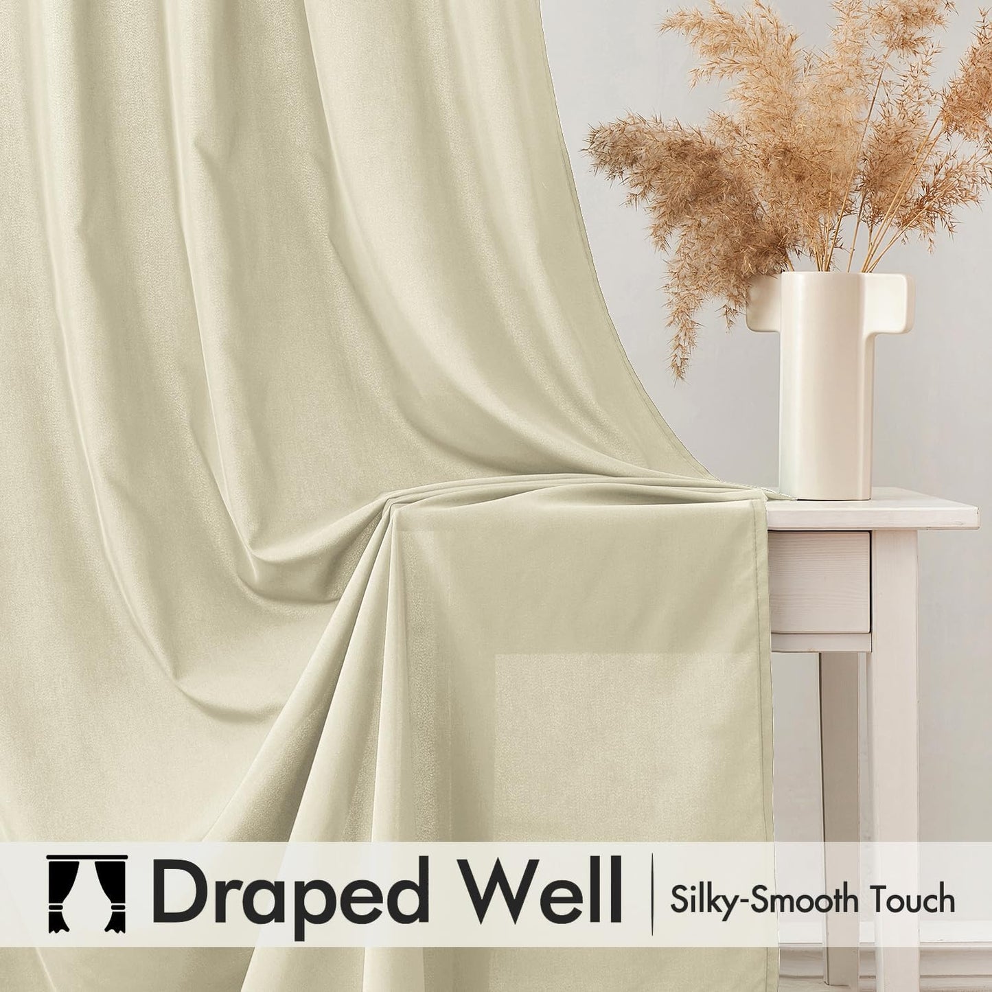 MIULEE Cream Beige Privacy Sheer Curtains That Let Light in 72 Inches Long Non-See-Through Semi Sheer Curtain Light Filtering Window Curtains Drapes for Living Room Bedroom 2 Panels Set 42 X 72