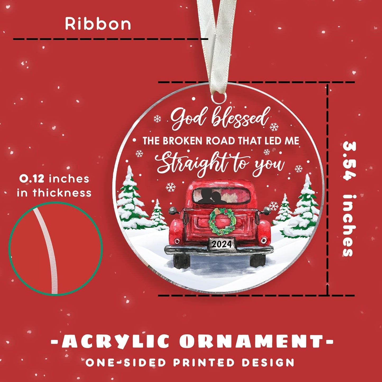 Couple Ornament - Couple Gifts - Gifts for Girlfriend, Boyfriend, Wife, Husband - Anniversary Ornaments for Him, Her - Acrylic Ornament 2024