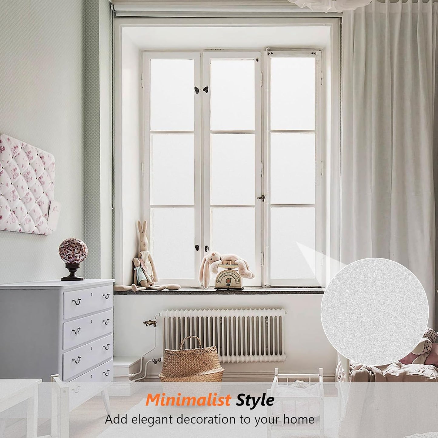 Kromapolis Window Privacy Film Frosted Glass Window Film, Heat Blocking Privacy Film for Glass Windows, Static Cling Non-Adhesive Frosting Window Stickers for Door Home (Frosted, 45.2 x 78.7 inch)