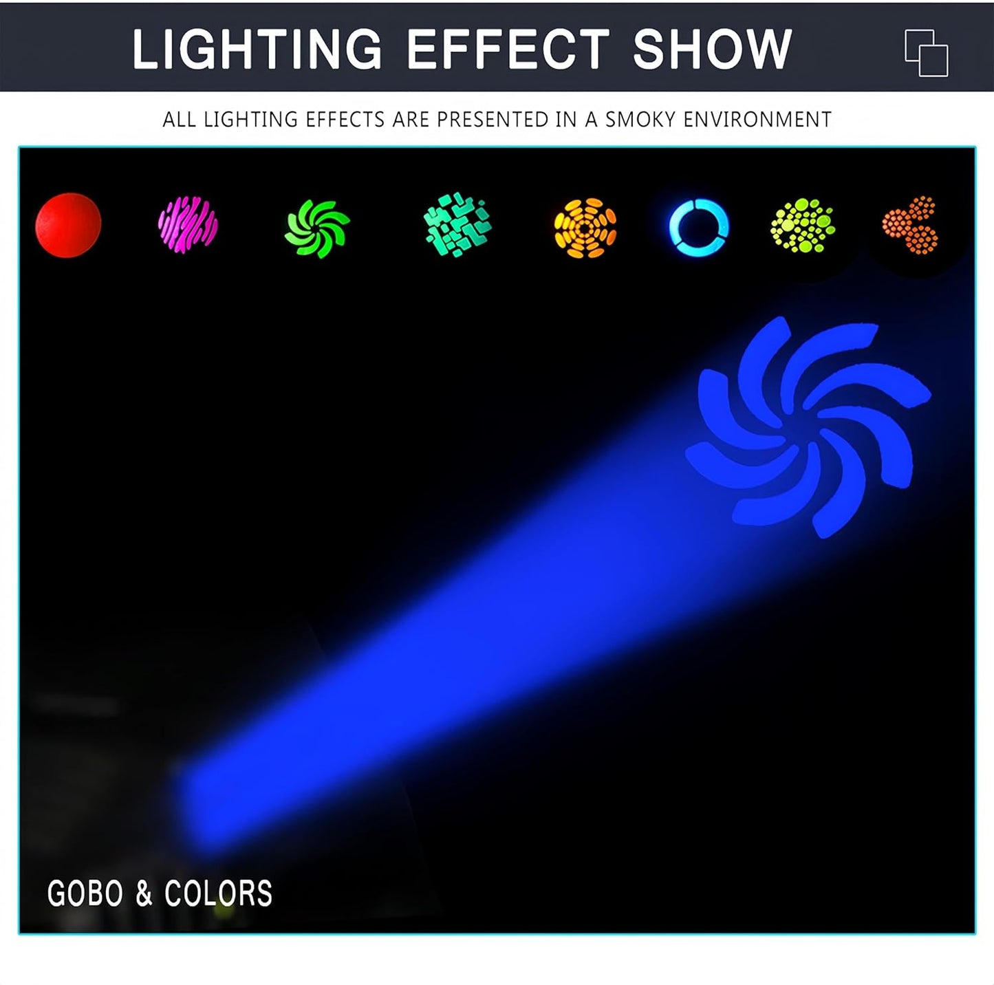 DJCLUB Stage Lights Moving Head Light 7 Gobos 8 Colors 11 Channels 60W Spot Light DMX 512 with Sound Activated for Wedding DJ Party Stage Lighting (LED 60W Moving Head)