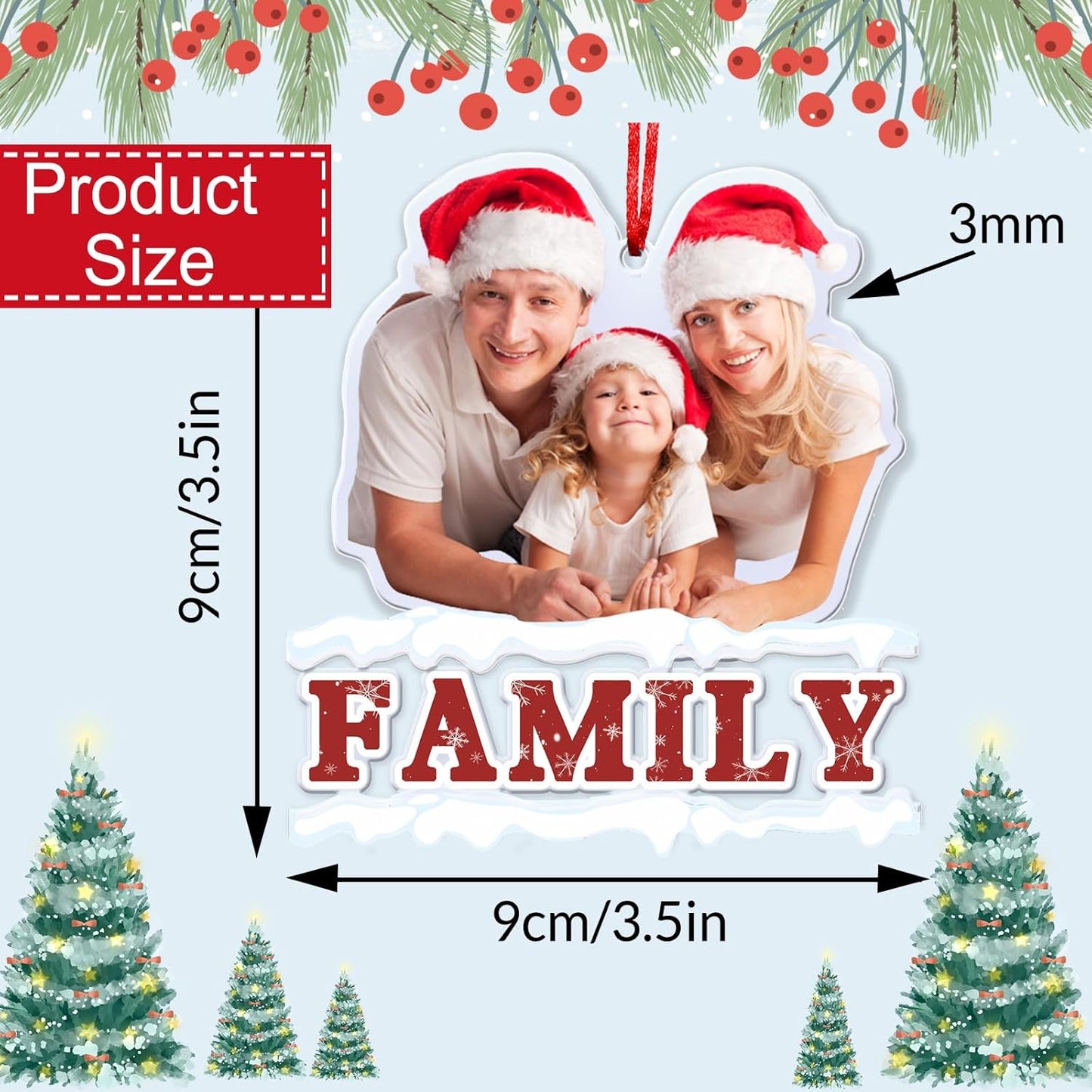 Personalized Photo Ornament Acrylic Custom Christmas Ornaments with Picture Customized Family Christmas Ornament 2023 for Tree Hanging Decoration Gift for Men Women Style 2