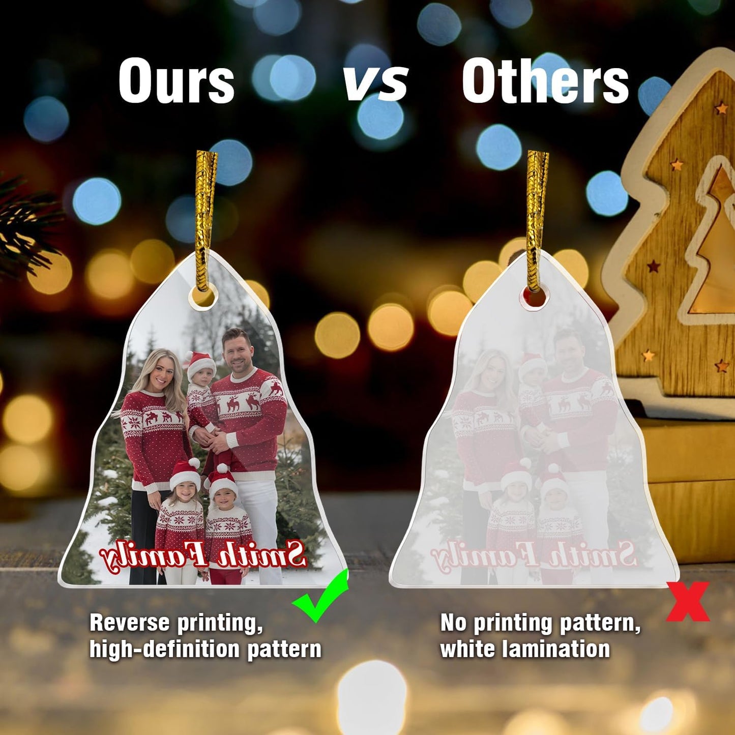 Personalized Crystal Hanging Ornaments, Christmas Tree Family Photo Decor, Custom Ornaments for Mom/Dad, Decorative Hanging Glass Pendant, Design Family Picture, Gifts for Christmas