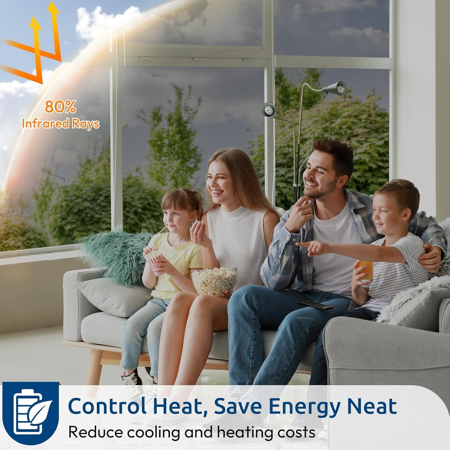 rabbitgoo Window Privacy Film One Way Window Tint for Home, Removable Reflective Heat Sun Blocking Anti UV Glass Door Covering, Mirror Tinting Film House Office, 35.4 in X 13.1 Feet, Silver