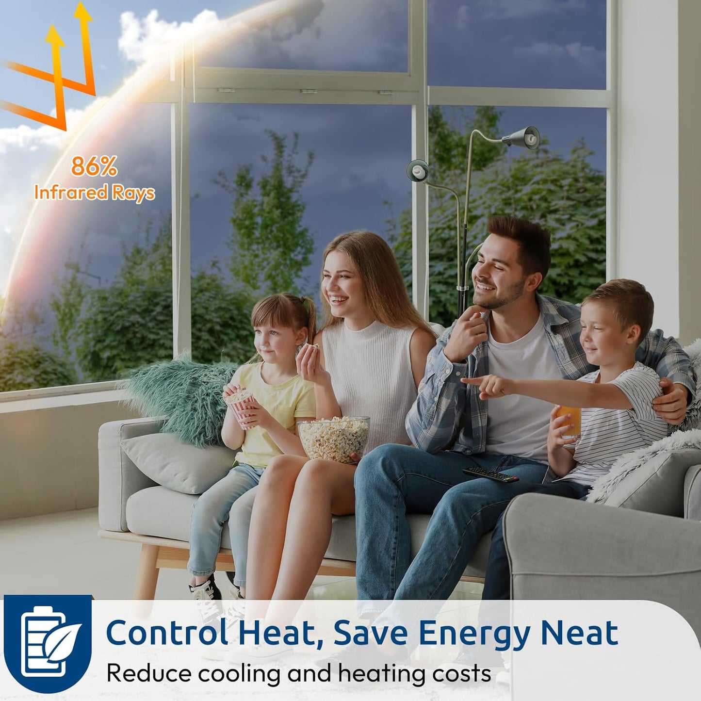 rabbitgoo Window Privacy Film One Way Window Tint for Home, Removable Reflective Heat Sun Blocking Anti UV Glass Door Covering, Mirror Tinting Film House Office, 17.5 in X 13.1 Feet, Blue Silver