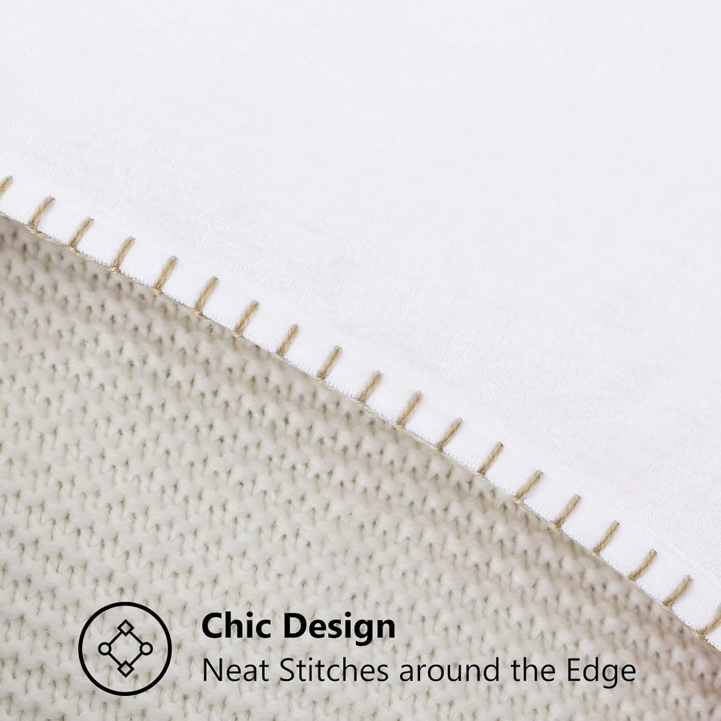 decorUhome Chenille Soft Throw Pillow Covers 24x24 Set of 2, Farmhouse Velvet Neutral Decorative Euro Pillow Covers with Stitched Edge for Couch Sofa Bed Home Decor, White