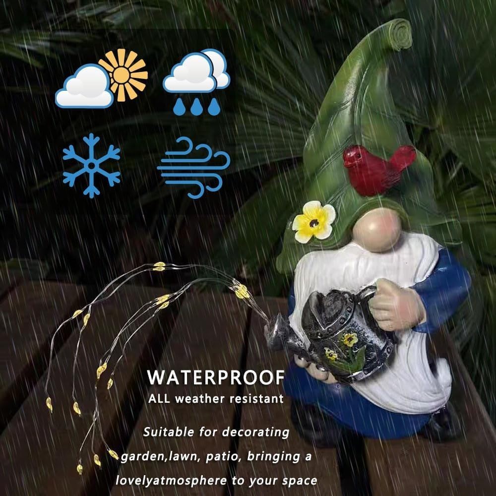 Garden Gnomes Outdoor with LED Solar Light - 11’’Spring Gnomes Decorations for Home/Yard/Patio with Lantern - Solar Garden Statues (Teapot gnome)