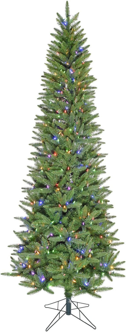 Fraser Hill Farm 9-ft. Winter Falls Slim Christmas Tree with 8 Function Dual Multicolor & Warm White LED Lights, Artificial Tree