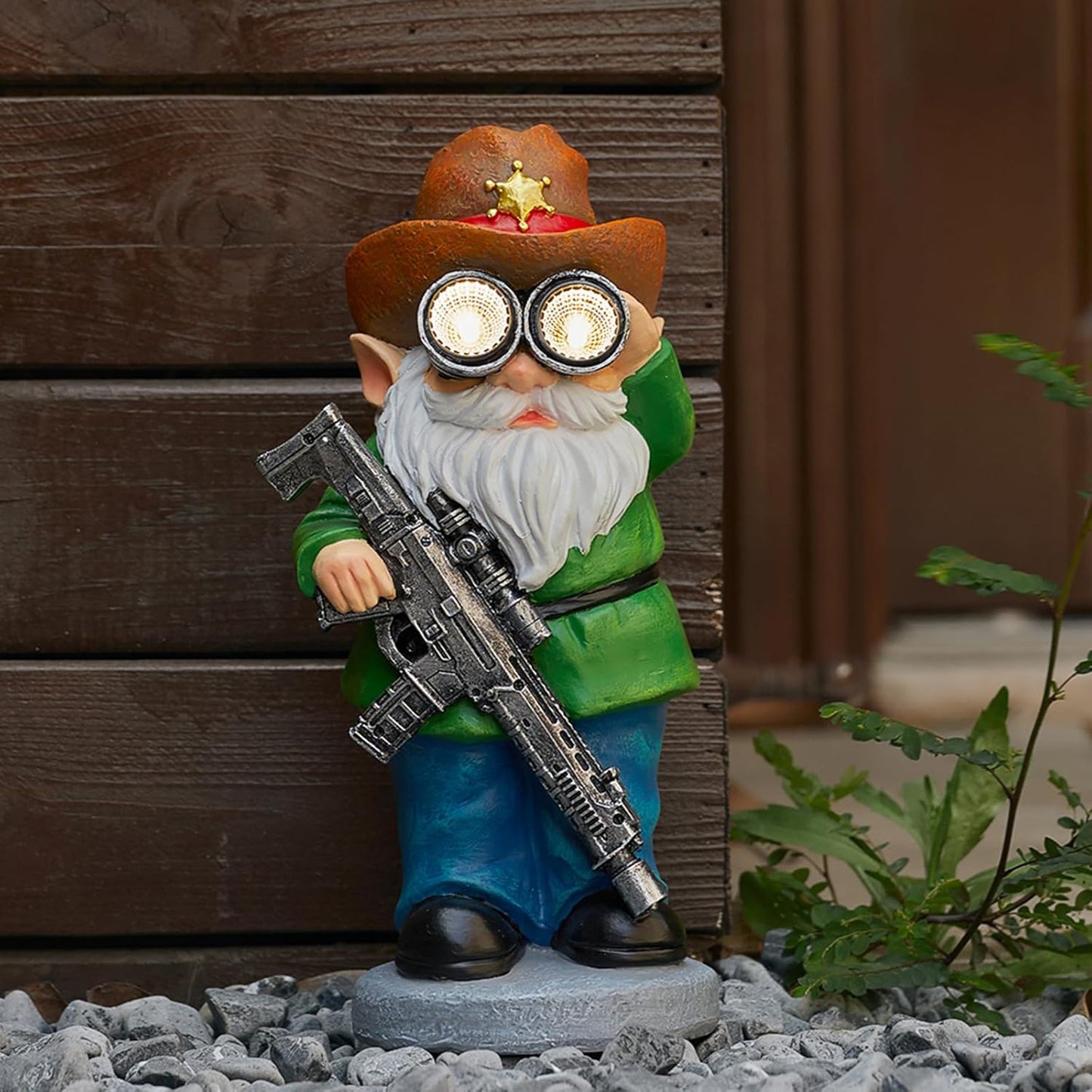 Funny Garden Gnomes Statue Outdoor Decor, Solar Telescope Gnome Decorations for Yard, Lawn, Patio, Porch, Fathers Day Birthday Housewaming Gifts for Dad, Men, Husband, 10.6 Inch, Resin